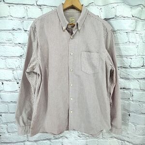 Giordano Oxford Shirt XL Burgundy Stripe 100% Cotton Cassic Office